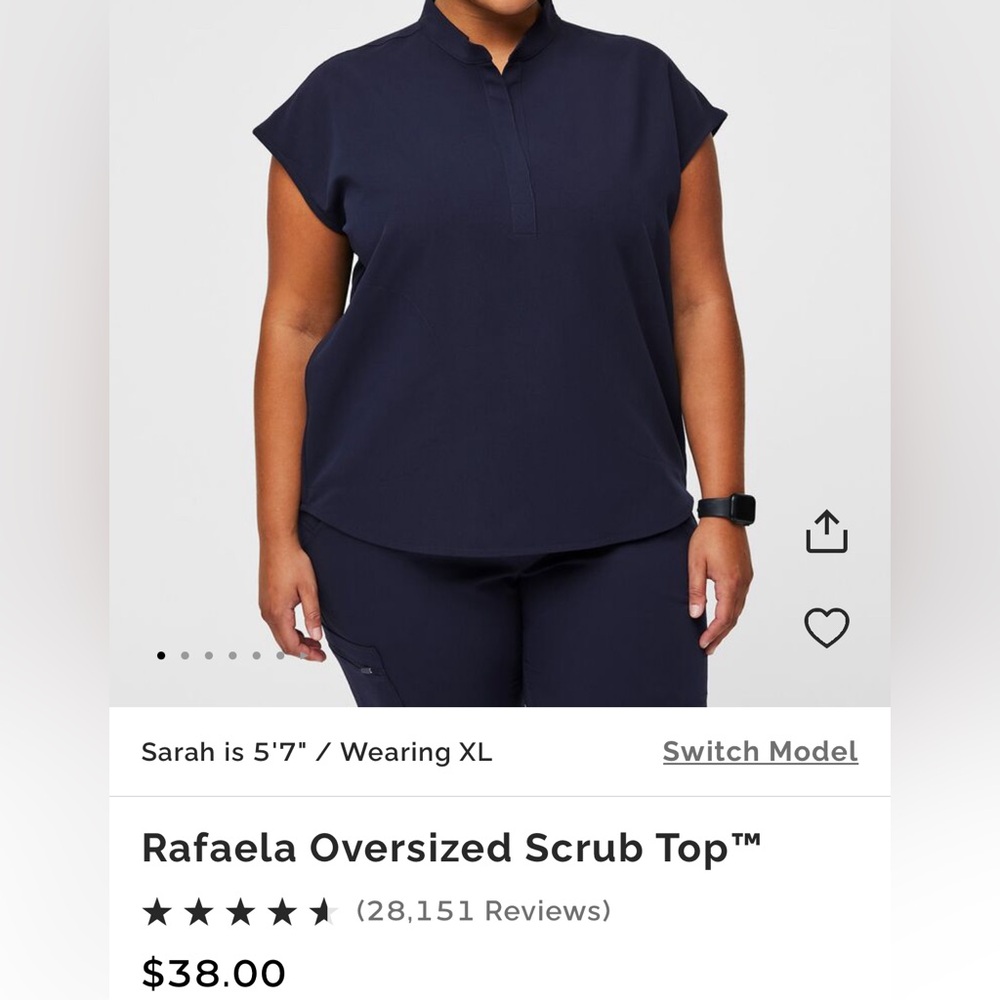FIG Clothing Rafaela FREEx Oversized Scrub Top in Navy